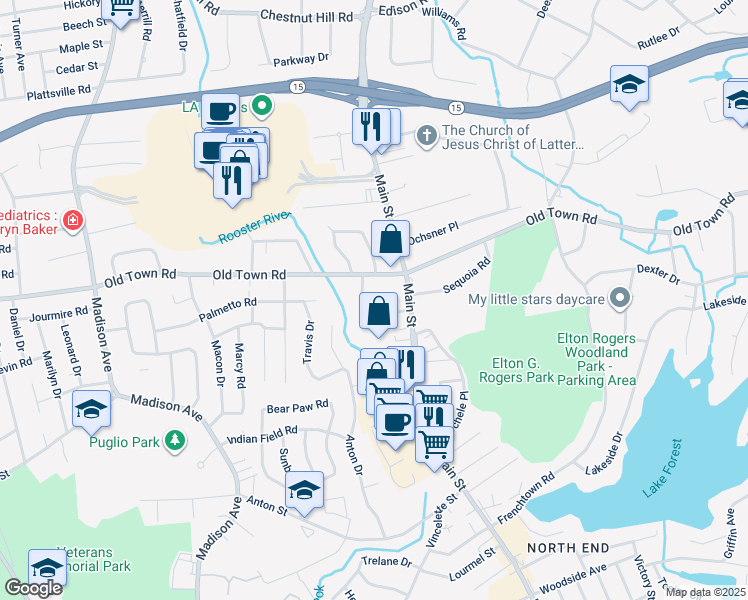map of restaurants, bars, coffee shops, grocery stores, and more near 118 Minturn Place in Bridgeport