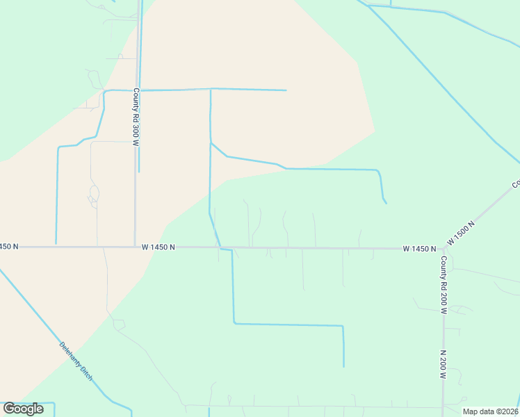 map of restaurants, bars, coffee shops, grocery stores, and more near 2616 West County Road 1450 North in Wheatfield