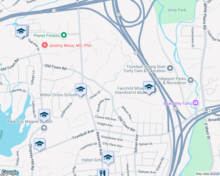 map of restaurants, bars, coffee shops, grocery stores, and more near 1214 Avalon Gates in Trumbull