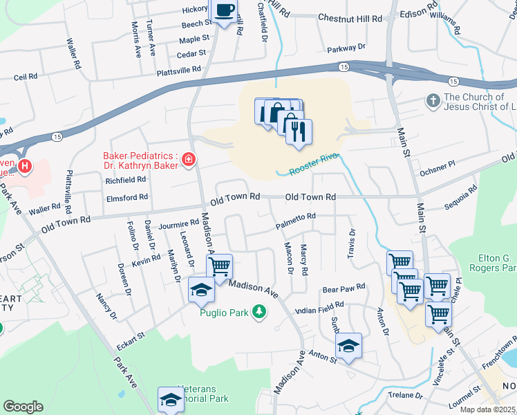 map of restaurants, bars, coffee shops, grocery stores, and more near 62 Derman Circle in Bridgeport