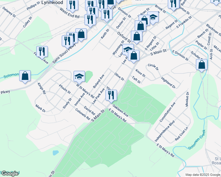 map of restaurants, bars, coffee shops, grocery stores, and more near 39 Graham Avenue in Wilkes-Barre