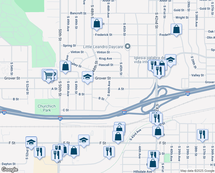 map of restaurants, bars, coffee shops, grocery stores, and more near 4656 A Street in Omaha