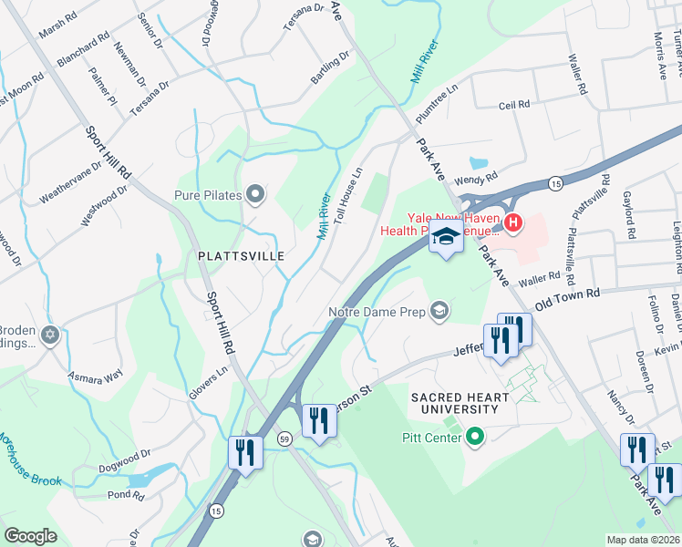 map of restaurants, bars, coffee shops, grocery stores, and more near 368 Stevenson Road in Fairfield