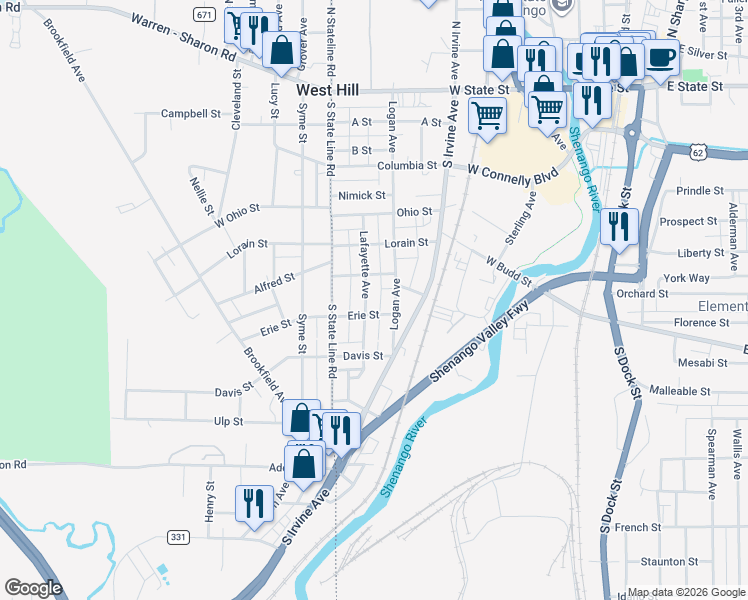 map of restaurants, bars, coffee shops, grocery stores, and more near 501 Lafayette Avenue in Sharon
