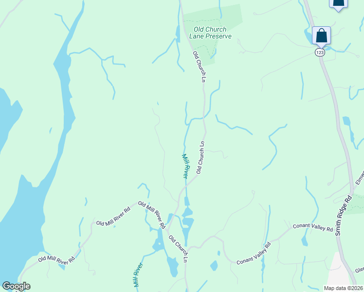 map of restaurants, bars, coffee shops, grocery stores, and more near 92 Old Church Lane in Pound Ridge