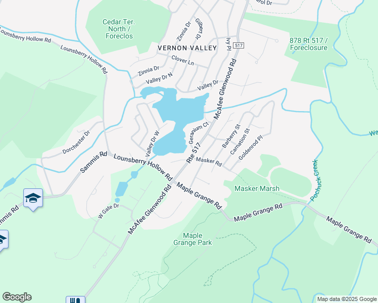 map of restaurants, bars, coffee shops, grocery stores, and more near 809 County Road 517 in Vernon Valley