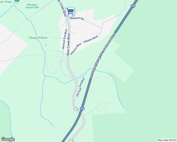 map of restaurants, bars, coffee shops, grocery stores, and more near 515 Old East End Boulevard in Wilkes-Barre