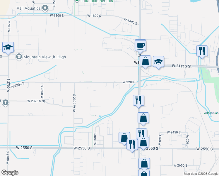 map of restaurants, bars, coffee shops, grocery stores, and more near 2109 West 2200 South in Ogden