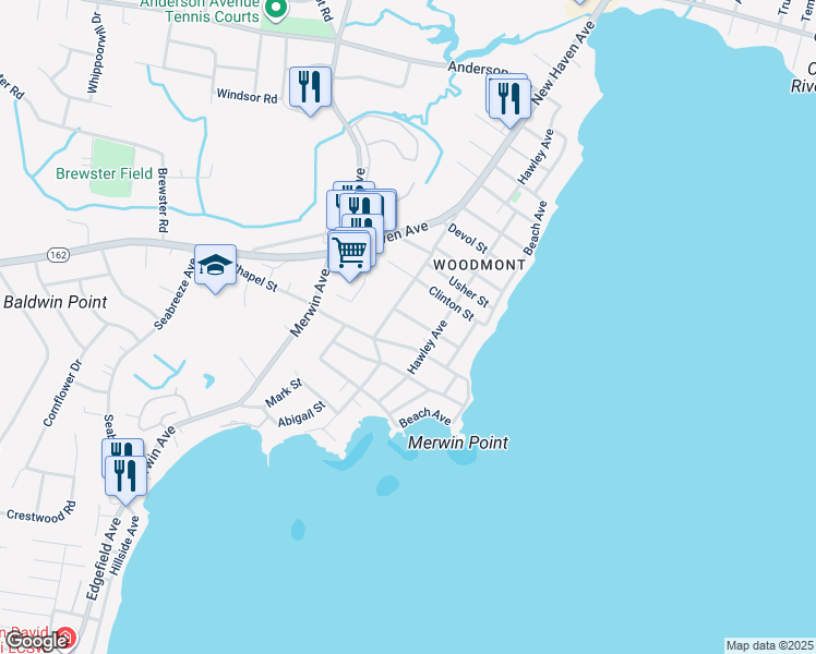 map of restaurants, bars, coffee shops, grocery stores, and more near 24 Chapel Street in Milford