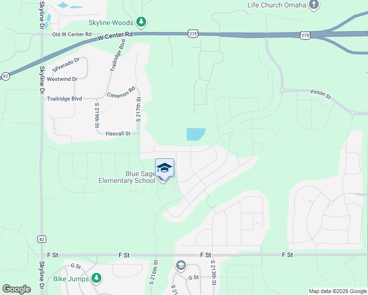map of restaurants, bars, coffee shops, grocery stores, and more near 3508 South 214th Street in Omaha