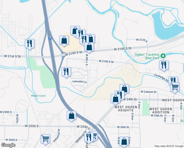map of restaurants, bars, coffee shops, grocery stores, and more near 2270 South 1100 West in West Haven