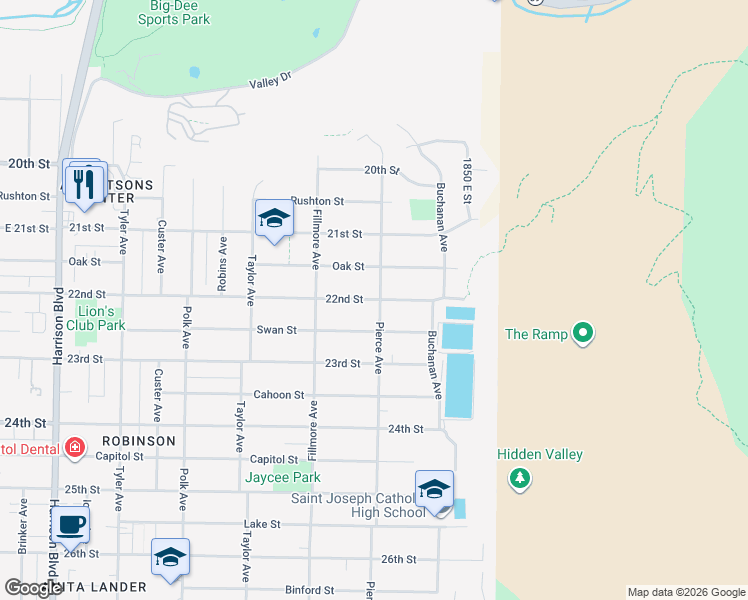 map of restaurants, bars, coffee shops, grocery stores, and more near 1685 22nd Street in Ogden