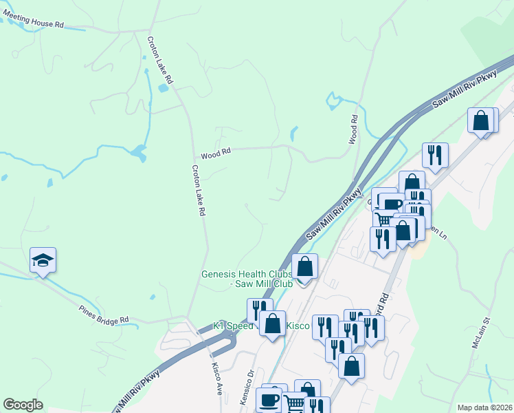 map of restaurants, bars, coffee shops, grocery stores, and more near 65 Cliffside Lane in Mount Kisco