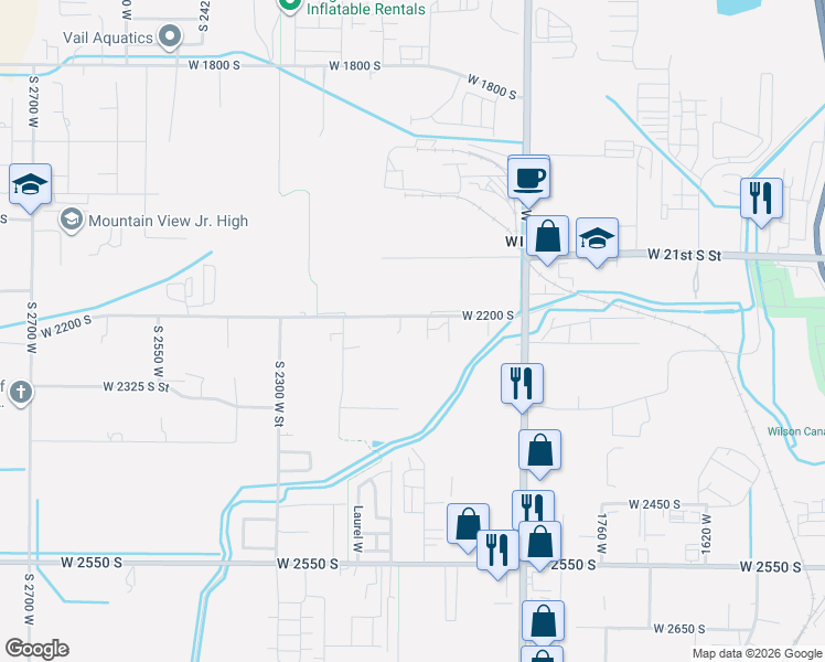 map of restaurants, bars, coffee shops, grocery stores, and more near 2109 West 2200 South in Ogden