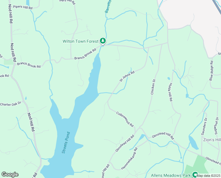 map of restaurants, bars, coffee shops, grocery stores, and more near 90 Saint Johns Road in Wilton