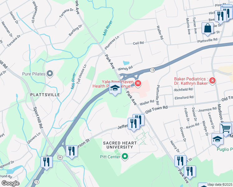 map of restaurants, bars, coffee shops, grocery stores, and more near 5655 Park Avenue in Fairfield