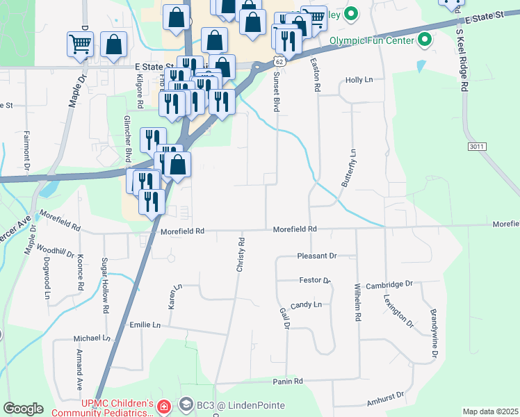 map of restaurants, bars, coffee shops, grocery stores, and more near 436 Sunset Boulevard in Hermitage