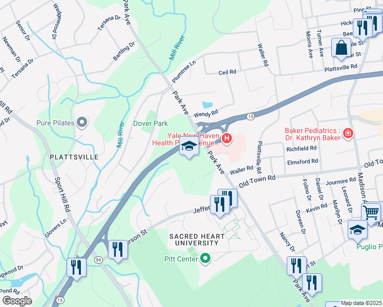 map of restaurants, bars, coffee shops, grocery stores, and more near 5655 Park Avenue in Fairfield