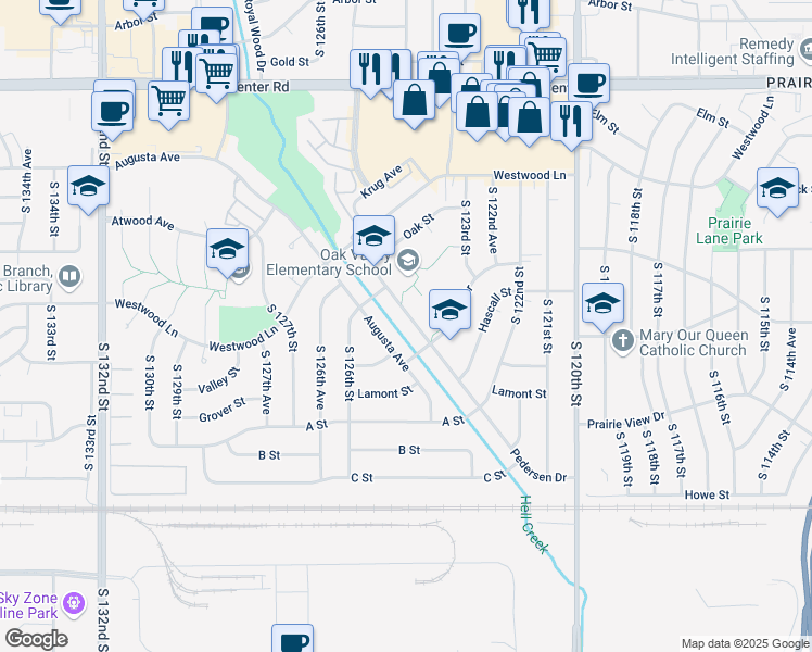 map of restaurants, bars, coffee shops, grocery stores, and more near 3218 Pedersen Drive in Omaha