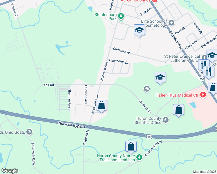 map of restaurants, bars, coffee shops, grocery stores, and more near 491 Shady Lane Drive in Norwalk