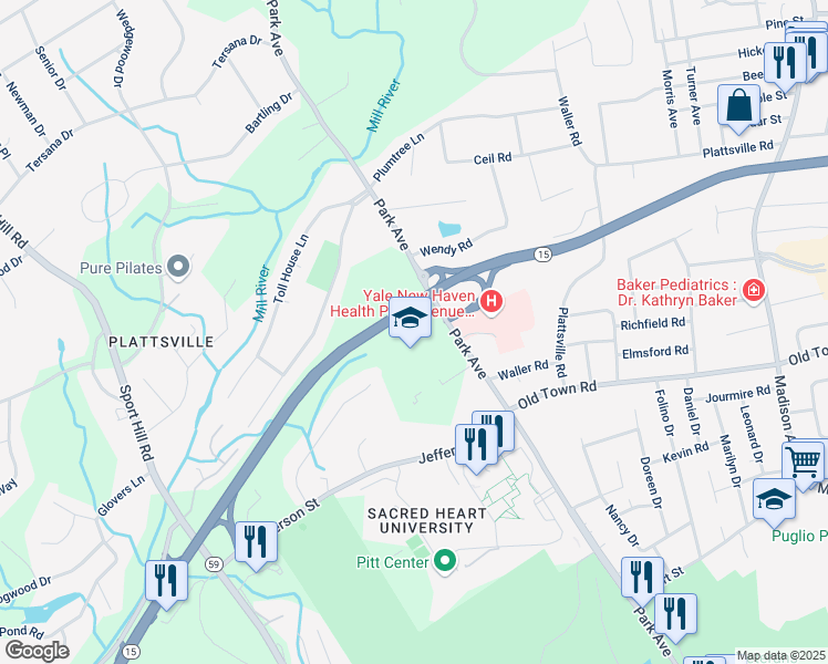 map of restaurants, bars, coffee shops, grocery stores, and more near 5545 Park Avenue in Fairfield
