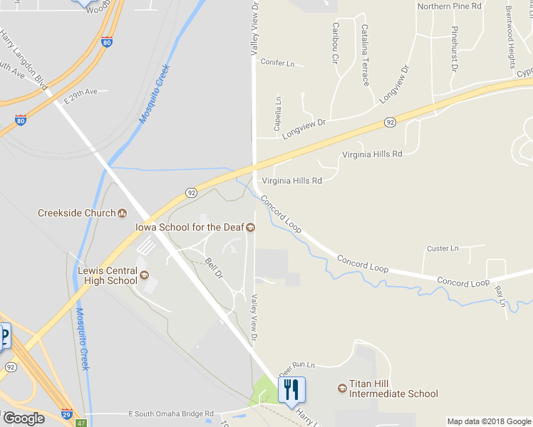 map of restaurants, bars, coffee shops, grocery stores, and more near 14623 Valley View Drive in Council Bluffs