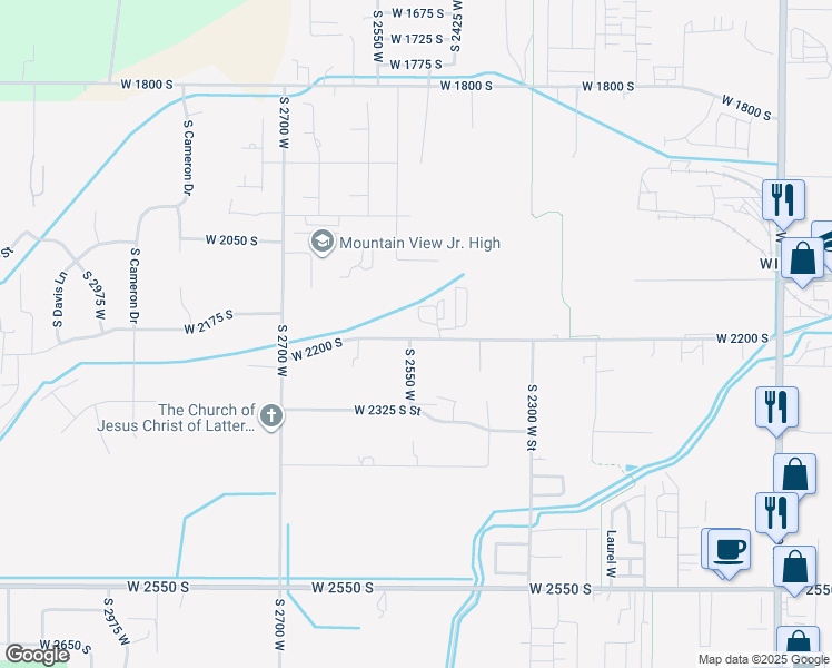 map of restaurants, bars, coffee shops, grocery stores, and more near 2486 West 2200 South in West Haven