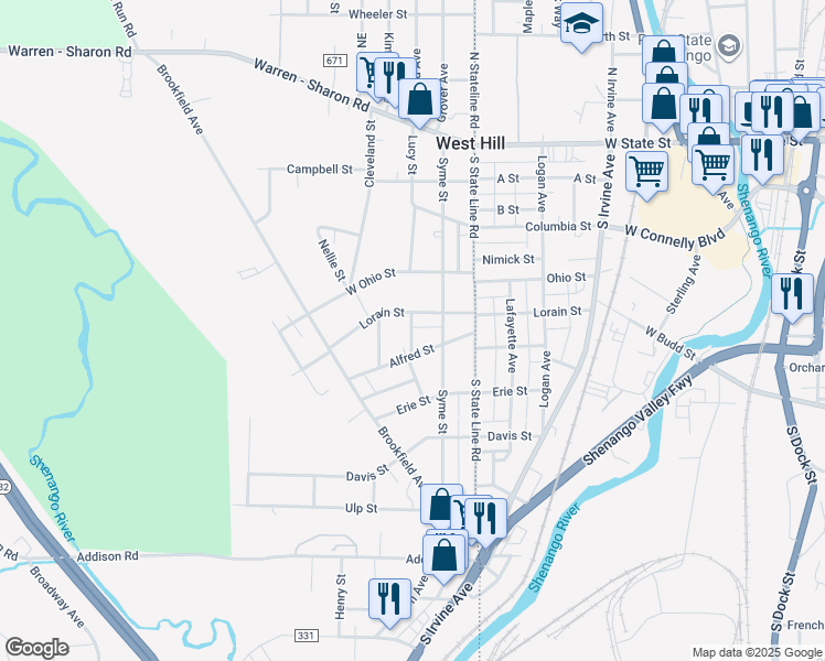 map of restaurants, bars, coffee shops, grocery stores, and more near 648 Township Highway 379 in Masury