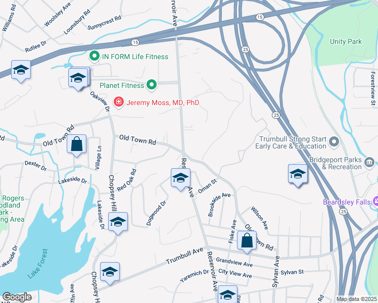 map of restaurants, bars, coffee shops, grocery stores, and more near 9 Rocky Hill Road in Trumbull