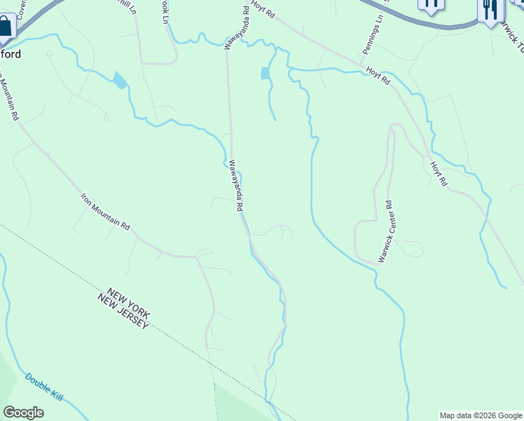 map of restaurants, bars, coffee shops, grocery stores, and more near 59 Wawayanda Road in Warwick