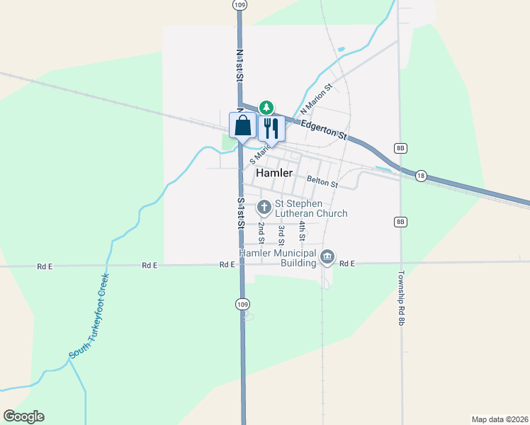 map of restaurants, bars, coffee shops, grocery stores, and more near 210 Church Street in Napoleon