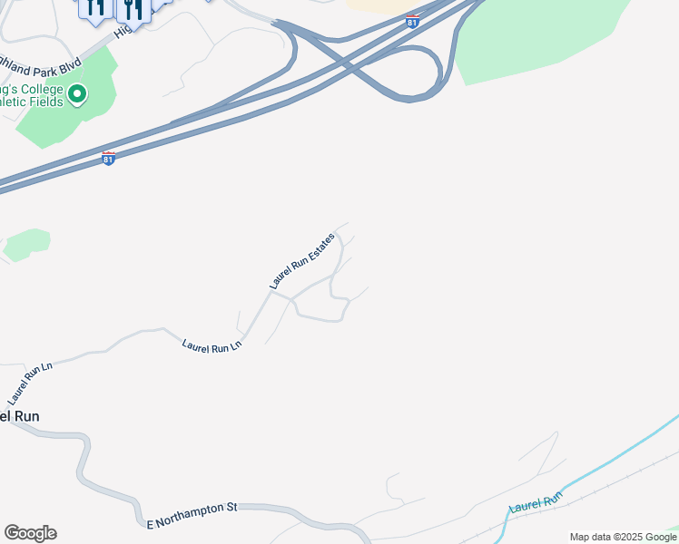map of restaurants, bars, coffee shops, grocery stores, and more near 141 Laurel Run Lane in Laurel Run