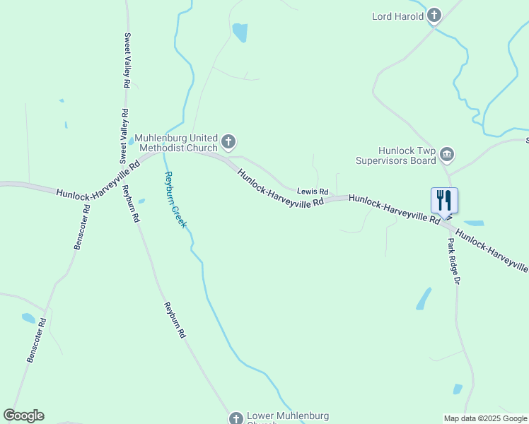 map of restaurants, bars, coffee shops, grocery stores, and more near 50 Hunlock-Harveyville Road in Hunlock Creek