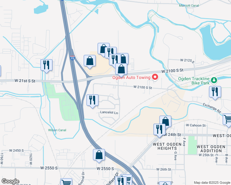 map of restaurants, bars, coffee shops, grocery stores, and more near 2265 S 1100 W in West Haven