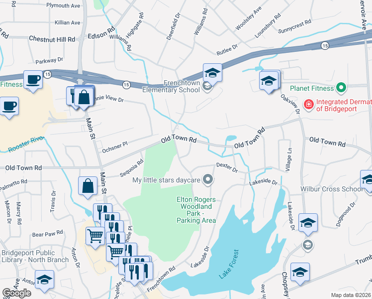 map of restaurants, bars, coffee shops, grocery stores, and more near 820 Frenchtown Road in Bridgeport