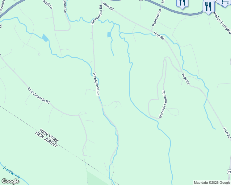 map of restaurants, bars, coffee shops, grocery stores, and more near 59 Wawayanda Road in Warwick