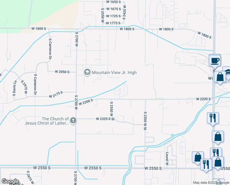 map of restaurants, bars, coffee shops, grocery stores, and more near 2486 West 2200 South Street in West Haven