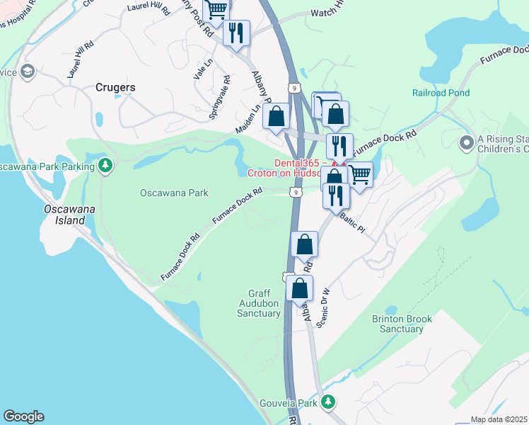 map of restaurants, bars, coffee shops, grocery stores, and more near 43 Furnace Dock Road in Croton-on-Hudson
