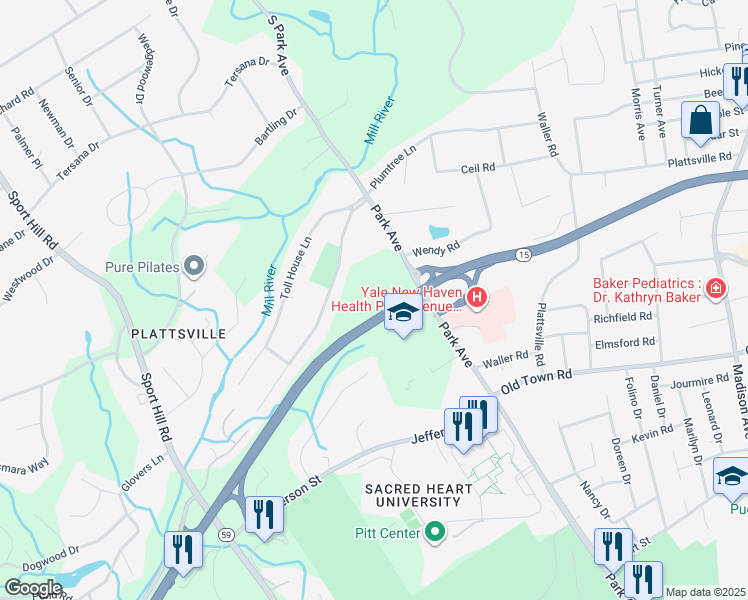 map of restaurants, bars, coffee shops, grocery stores, and more near 5655 Park Avenue in Fairfield
