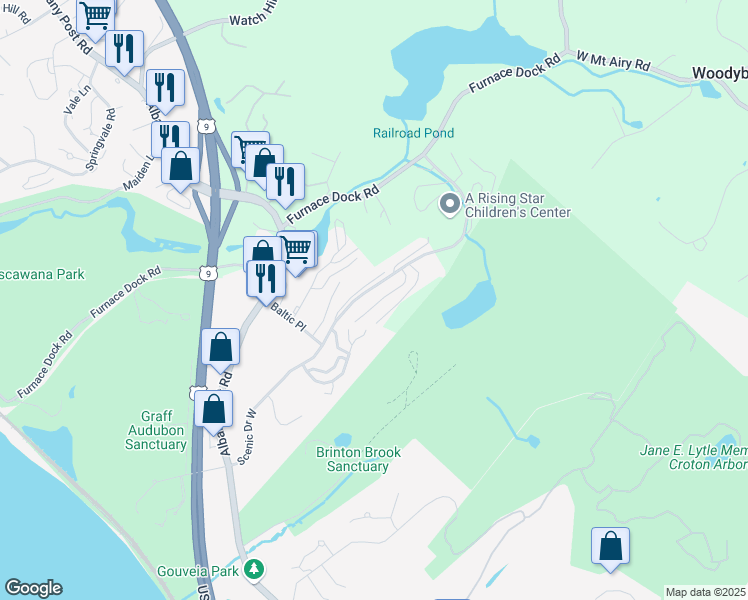 map of restaurants, bars, coffee shops, grocery stores, and more near 22 Baltic Place in Croton-on-Hudson