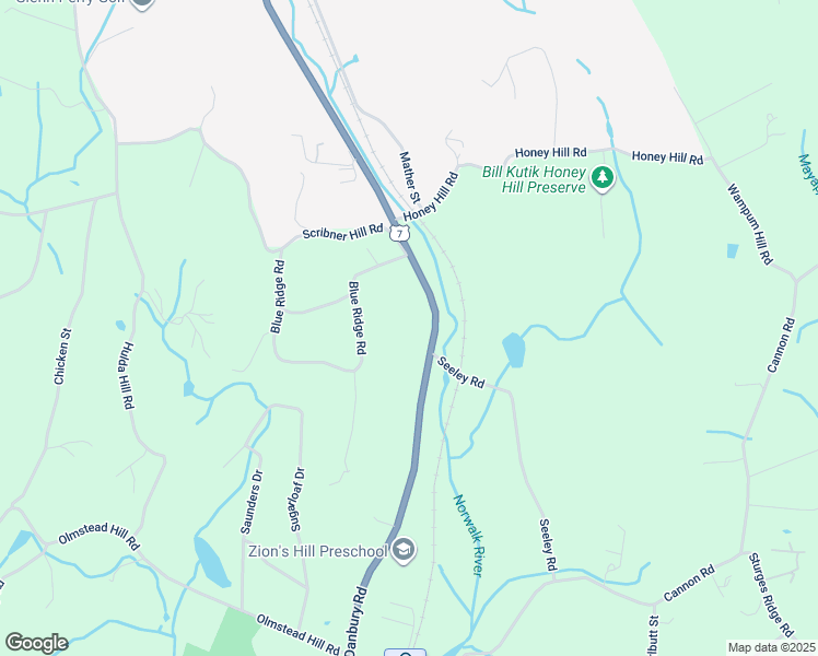 map of restaurants, bars, coffee shops, grocery stores, and more near 523 Danbury Road in Wilton