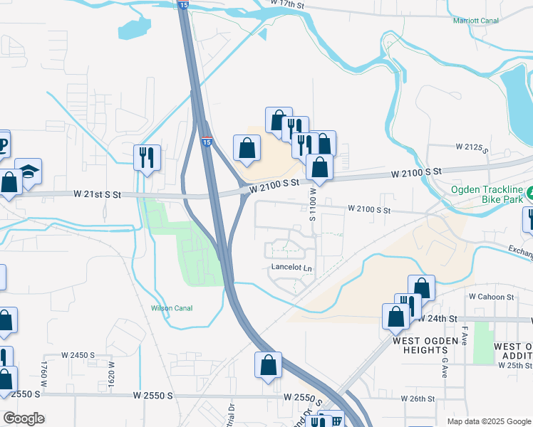 map of restaurants, bars, coffee shops, grocery stores, and more near 2160 South 1200 West in West Haven