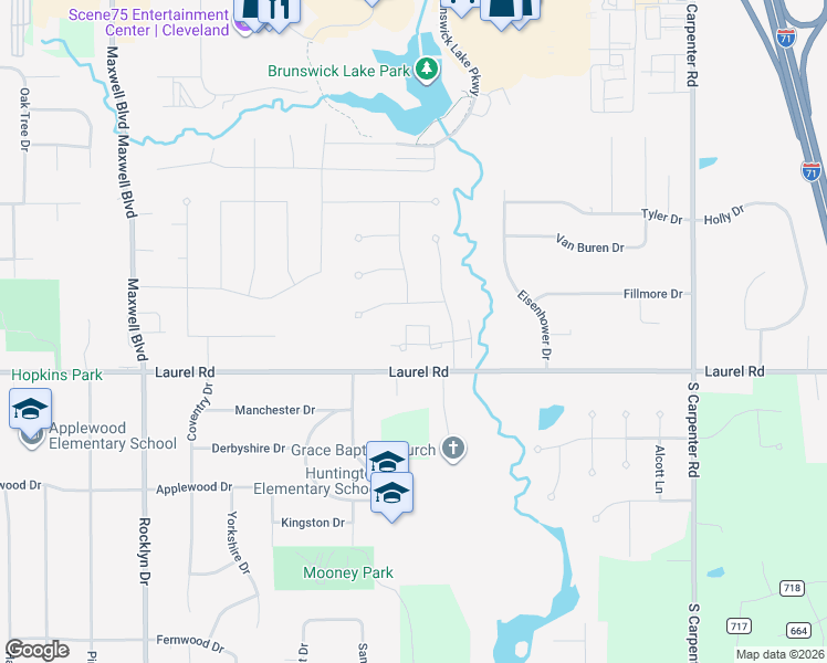 map of restaurants, bars, coffee shops, grocery stores, and more near 3480 Villa-Casa Court in Brunswick