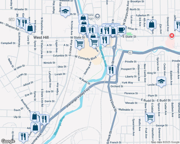 map of restaurants, bars, coffee shops, grocery stores, and more near 151-399 Sterling Ave in Sharon
