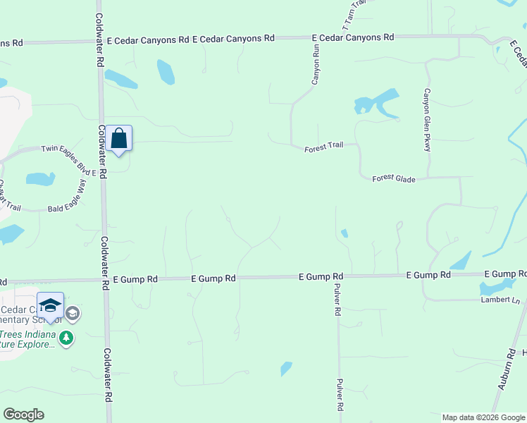 map of restaurants, bars, coffee shops, grocery stores, and more near 15529 Windover Trail in Fort Wayne