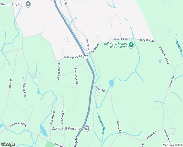 map of restaurants, bars, coffee shops, grocery stores, and more near 523 Danbury Road in Wilton