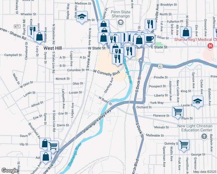 map of restaurants, bars, coffee shops, grocery stores, and more near 151-399 Sterling Avenue in Sharon