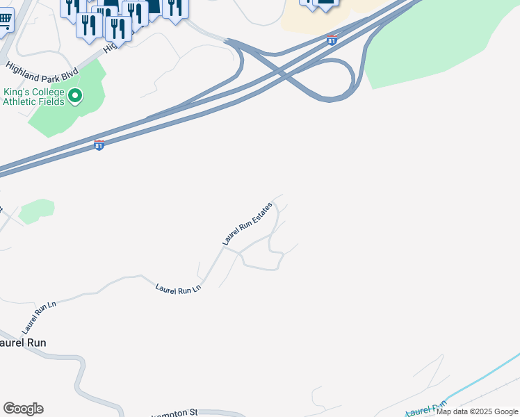 map of restaurants, bars, coffee shops, grocery stores, and more near 141 Laurel Run Lane in Laurel Run