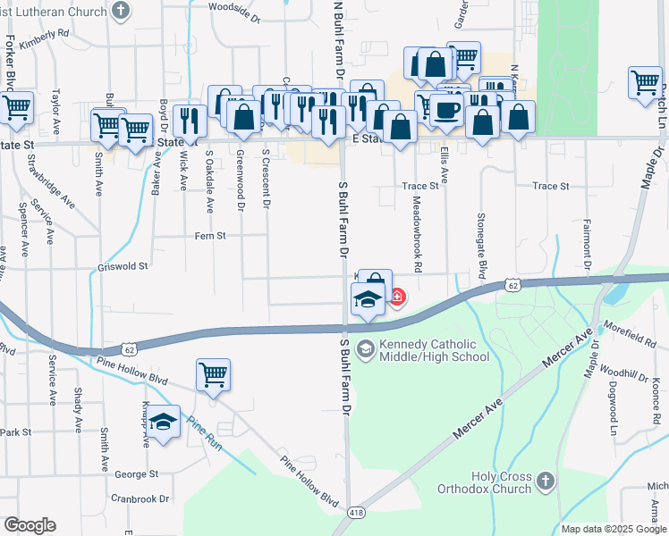 map of restaurants, bars, coffee shops, grocery stores, and more near 2035 King Drive in Hermitage