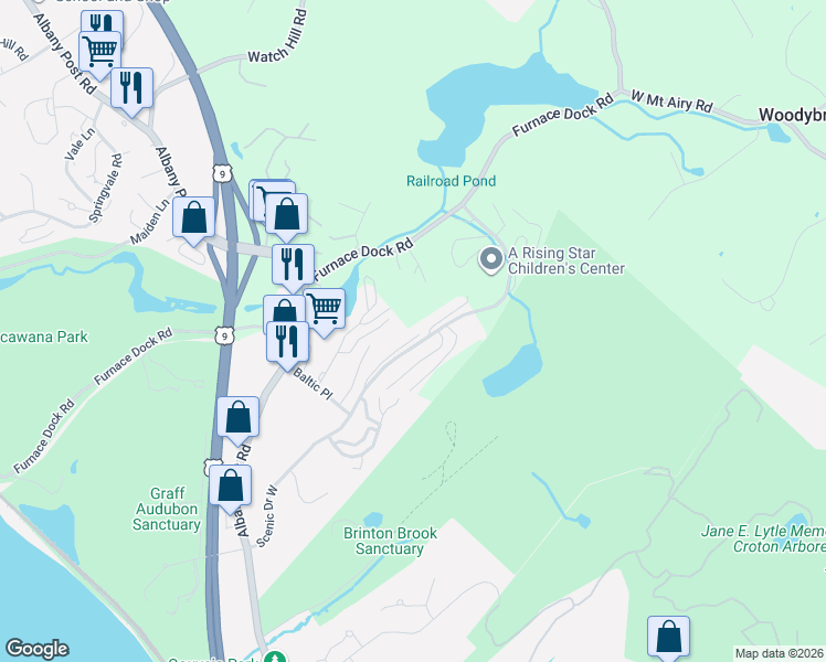 map of restaurants, bars, coffee shops, grocery stores, and more near 14 Scenic Drive in Croton-on-Hudson